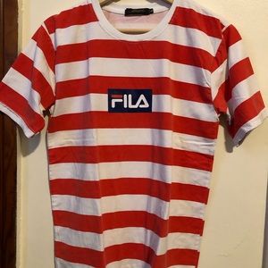 Fashion Short sleeve T Shirt Size Large stripes orange and white-unisex